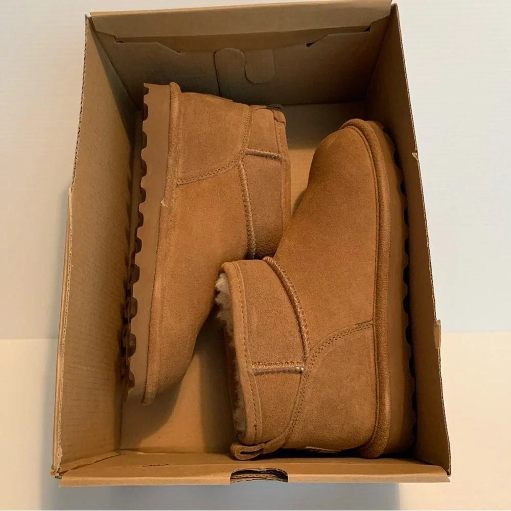 BearPaw Women’s Size 6 Hickory II Brown Suede & Wool Lined Boots Ankle Booties - Picture 8 of 12